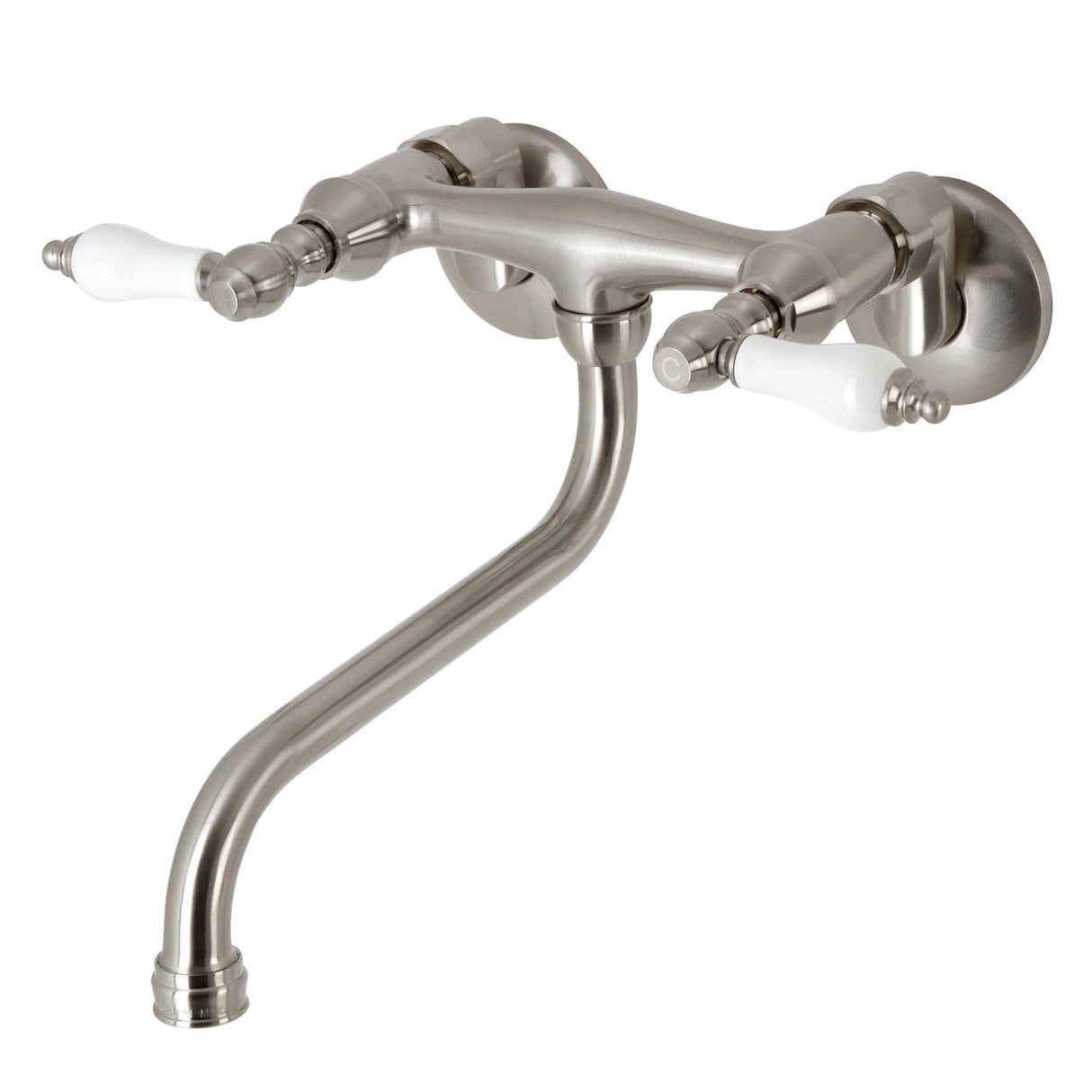 Kingston KS515SN Two-Handle 2-Hole Wall Mount Bathroom Faucet, Brushed Nickel