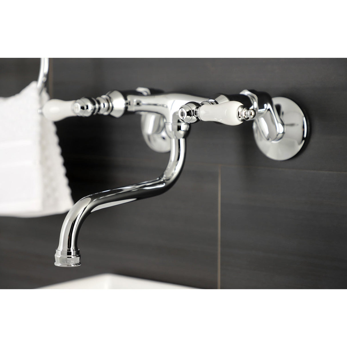 Kingston KS516C Two-Handle 2-Hole Wall Mount Bathroom Faucet, Polished Chrome