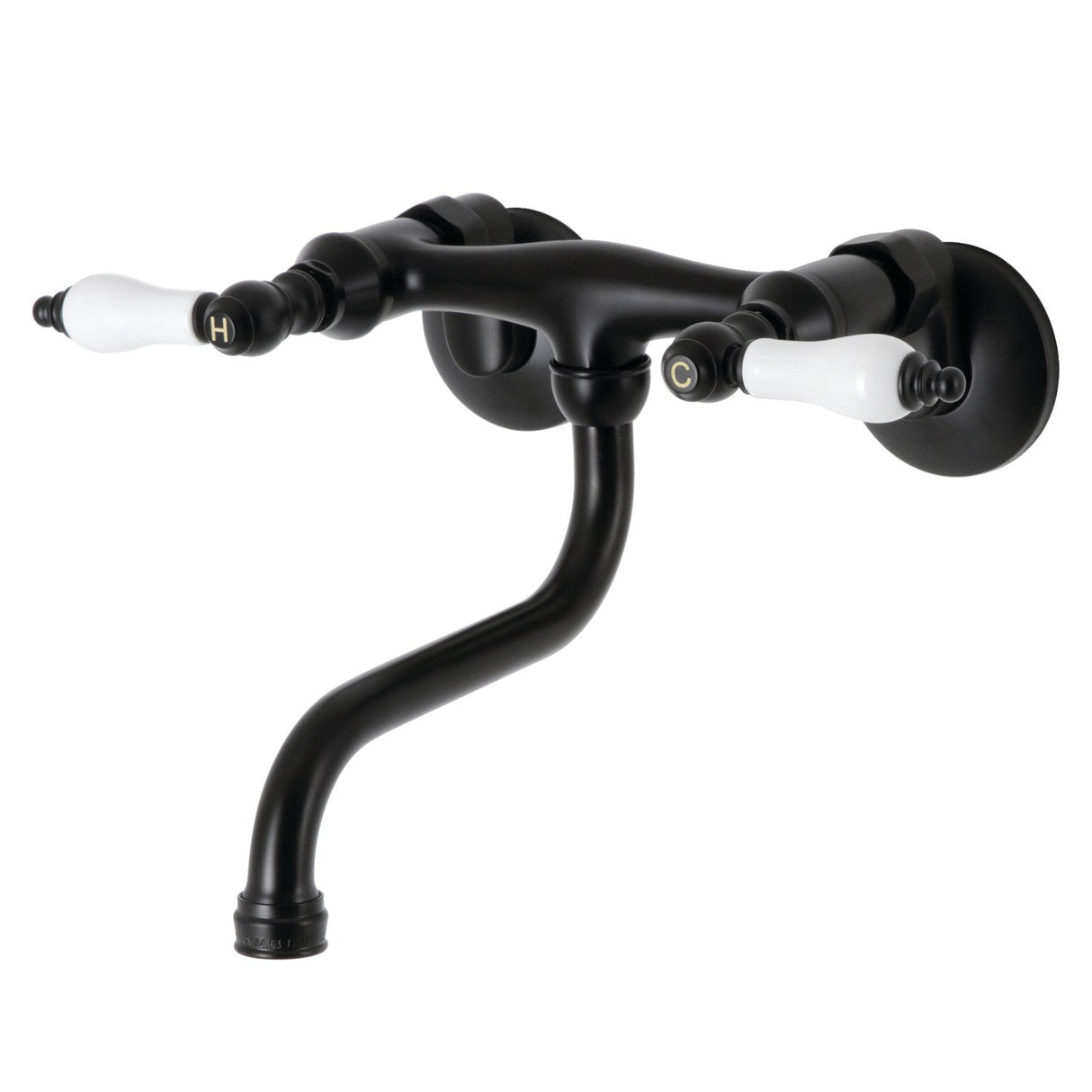 Kingston KS516MB Two-Handle 2-Hole Wall Mount Bathroom Faucet, Matte Black