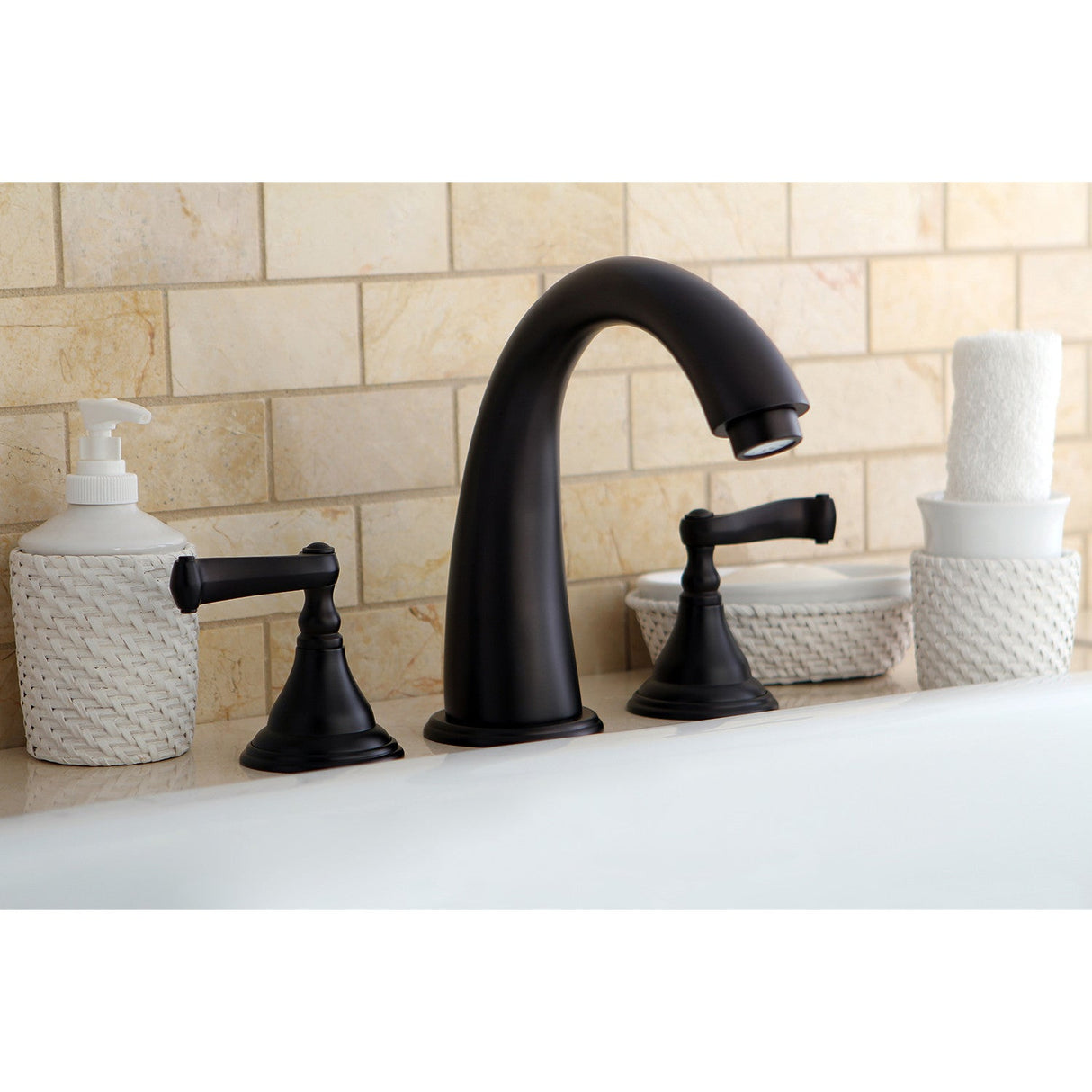 Royale KS5365FL Two-Handle 3-Hole Deck Mount Roman Tub Faucet, Oil Rubbed Bronze