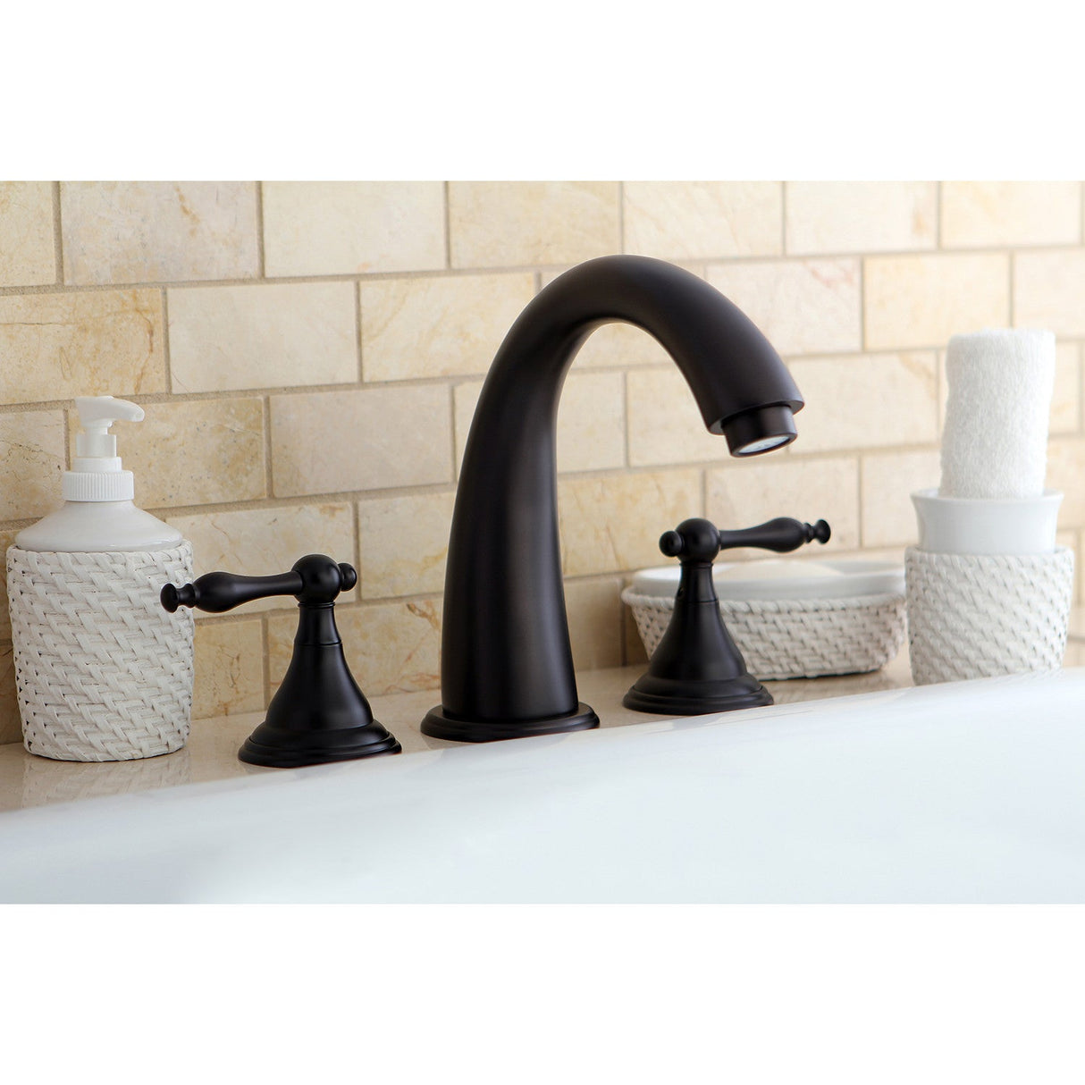 Royale KS5365NL Two-Handle 3-Hole Deck Mount Roman Tub Faucet, Oil Rubbed Bronze