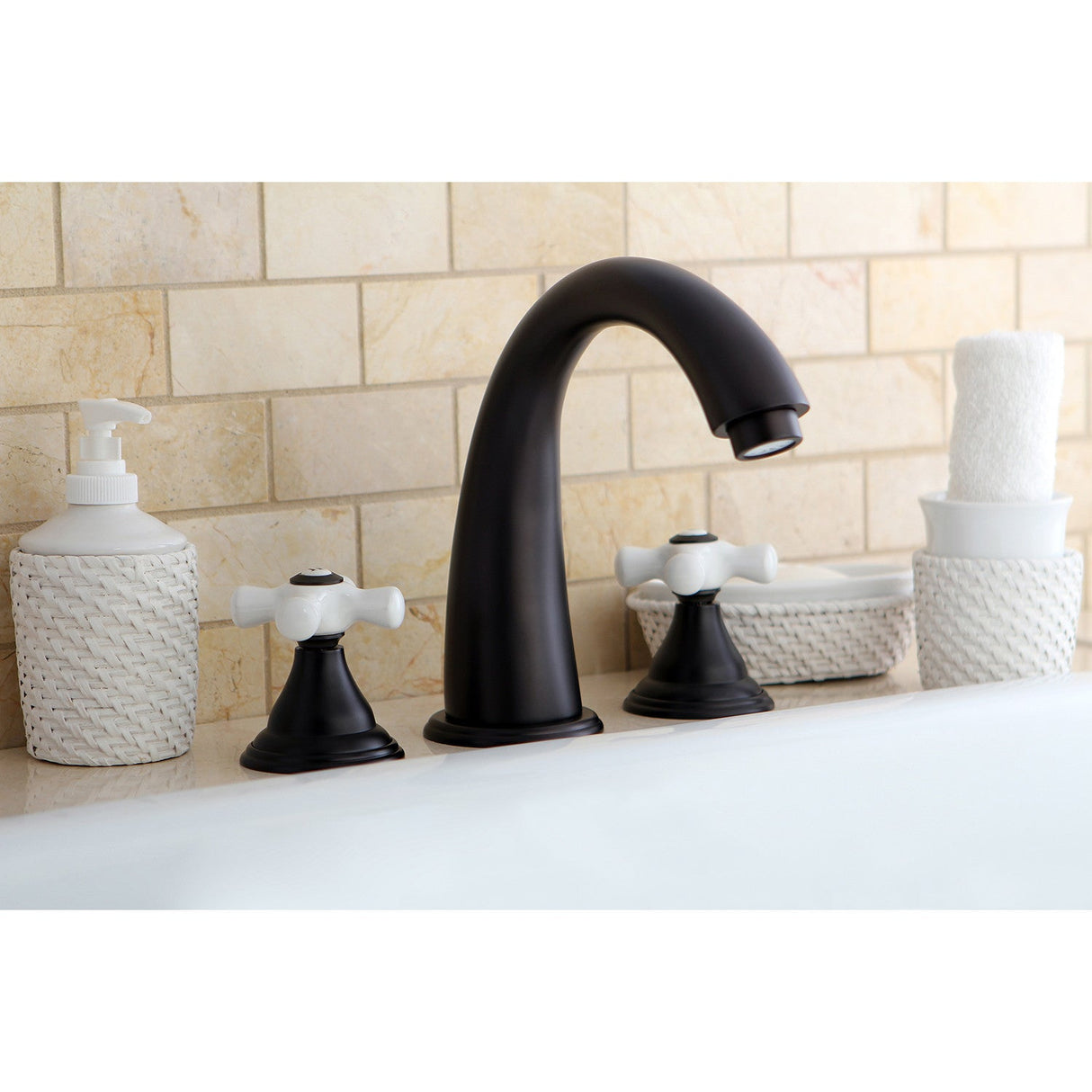 Royale KS5365PX Two-Handle 3-Hole Deck Mount Roman Tub Faucet, Oil Rubbed Bronze