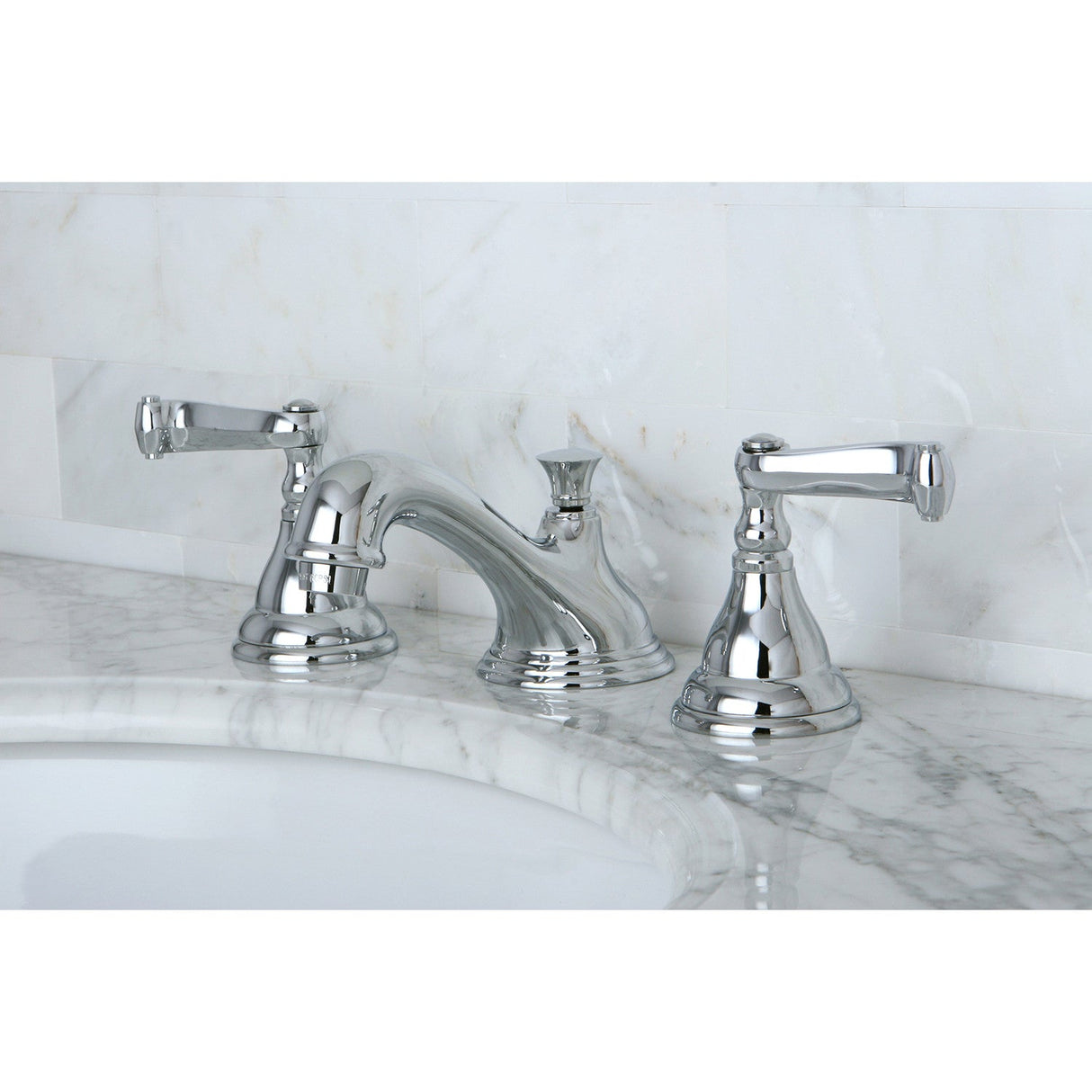Royale KS5561FL Two-Handle 3-Hole Deck Mount Widespread Bathroom Faucet with Brass Pop-Up, Polished Chrome