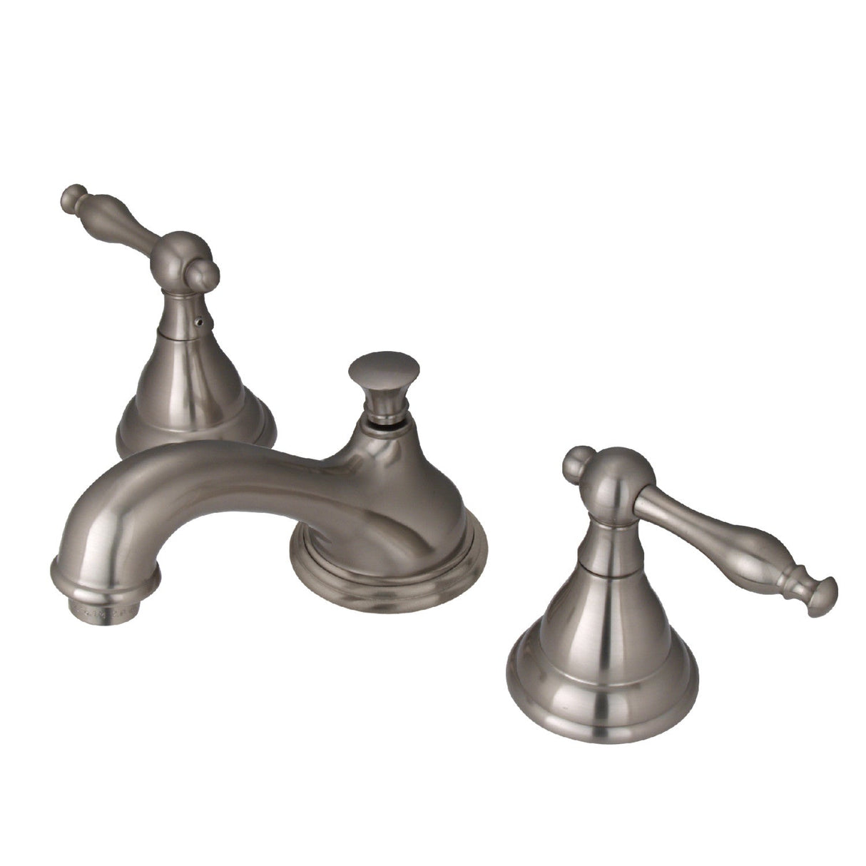 KS5568NL Two-Handle 3-Hole Deck Mount Widespread Bathroom Faucet with Brass Pop-Up, Brushed Nickel