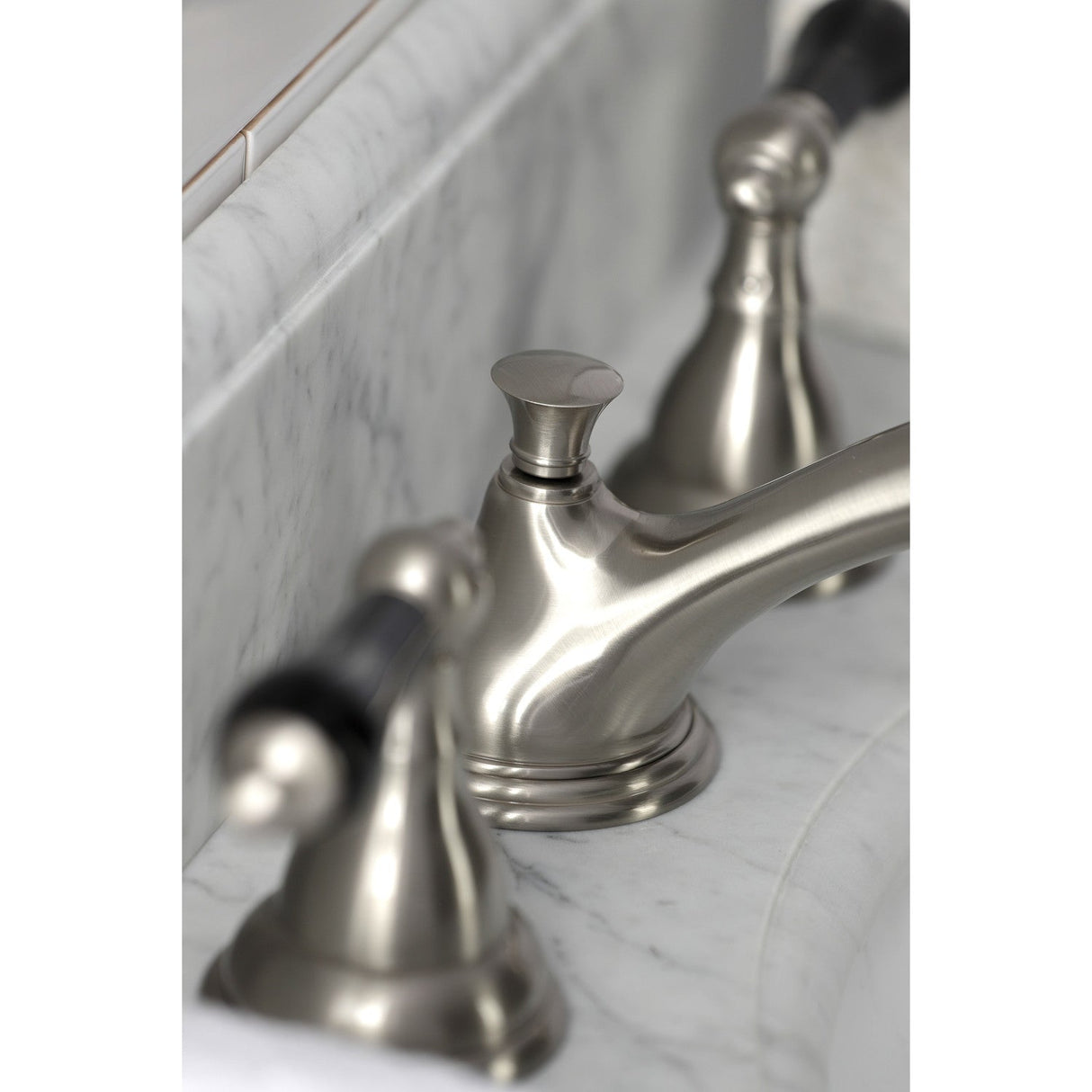 Duchess KS5568PKL Two-Handle Deck Mount Widespread Bathroom Faucet with Brass Pop-Up, Brushed Nickel