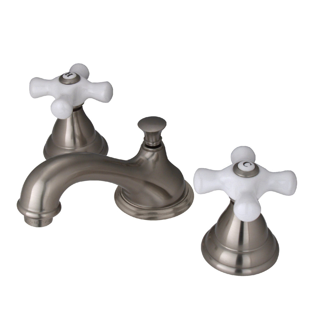 Royale KS5568PX Two-Handle 3-Hole Deck Mount Widespread Bathroom Faucet with Brass Pop-Up, Brushed Nickel
