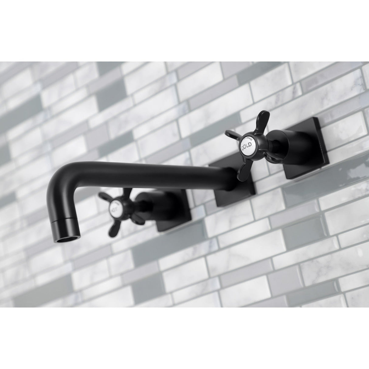 Essex KS6020BEX Two-Handle 3-Hole Wall Mount Roman Tub Faucet, Matte Black