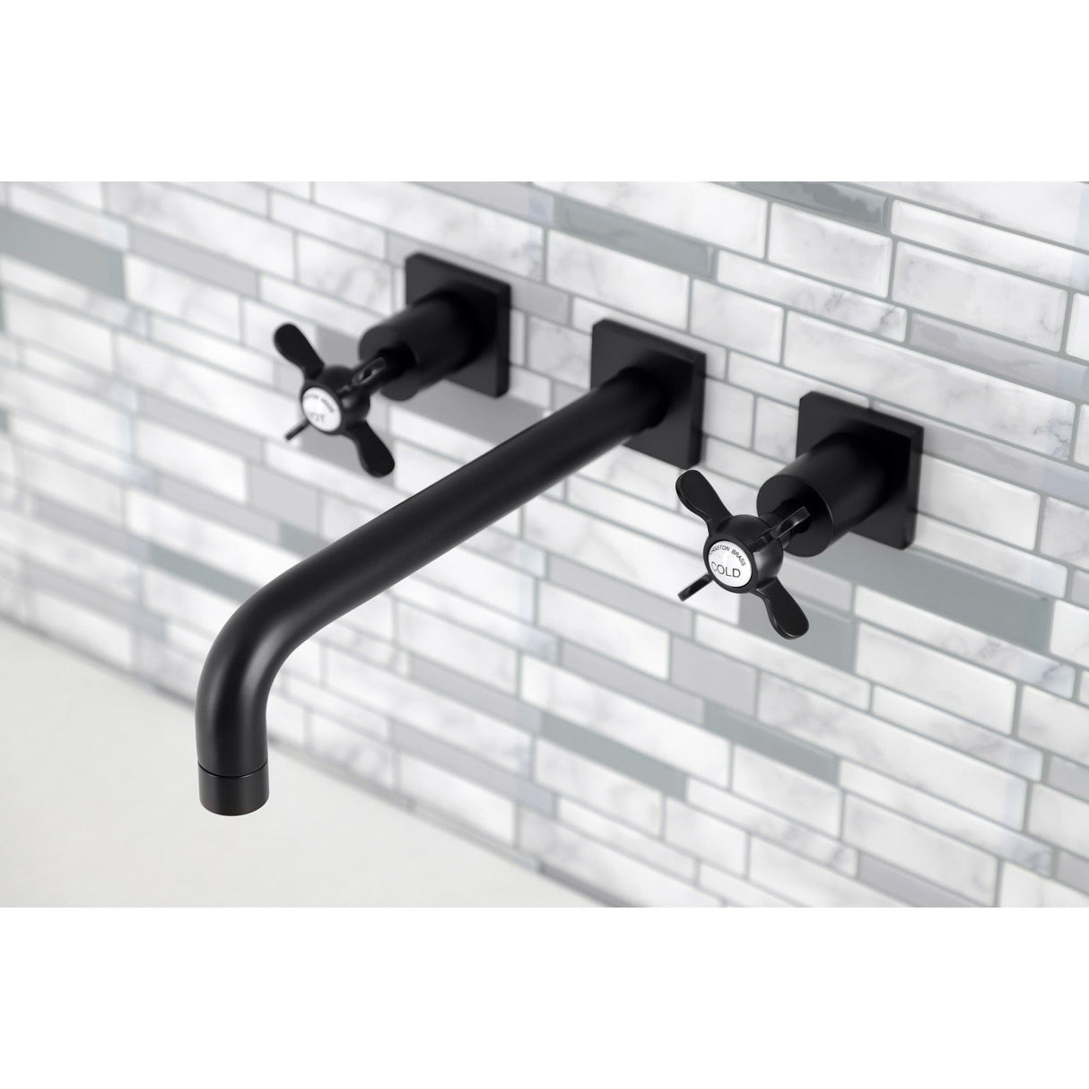 Essex KS6020BEX Two-Handle 3-Hole Wall Mount Roman Tub Faucet, Matte Black