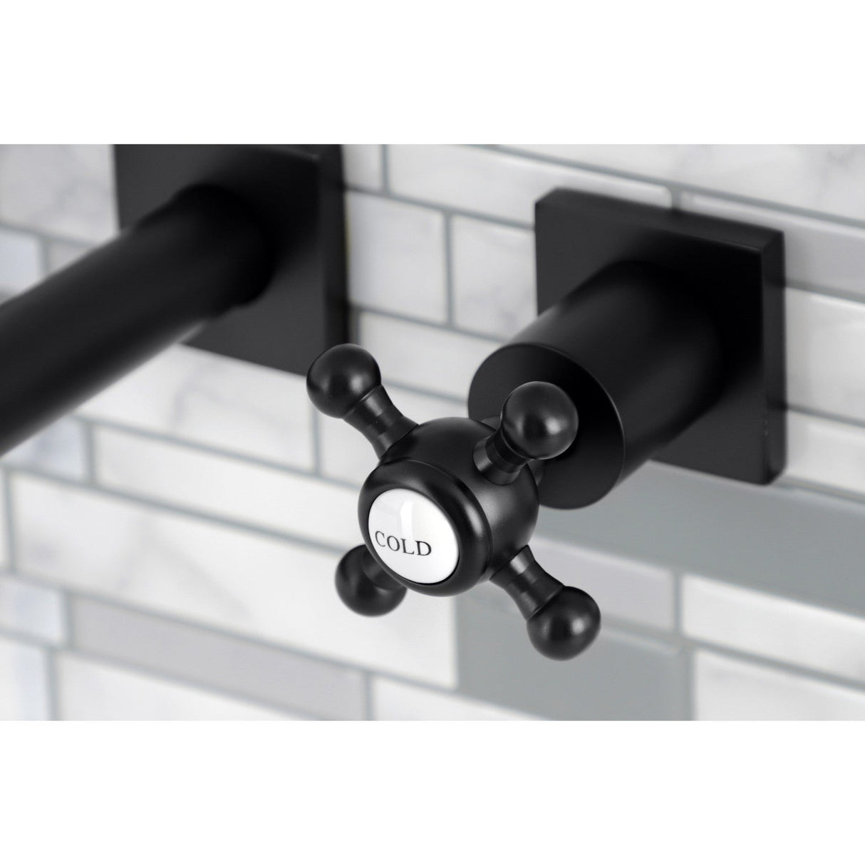 Metropolitan KS6020BX Two-Handle 3-Hole Wall Mount Roman Tub Faucet, Matte Black