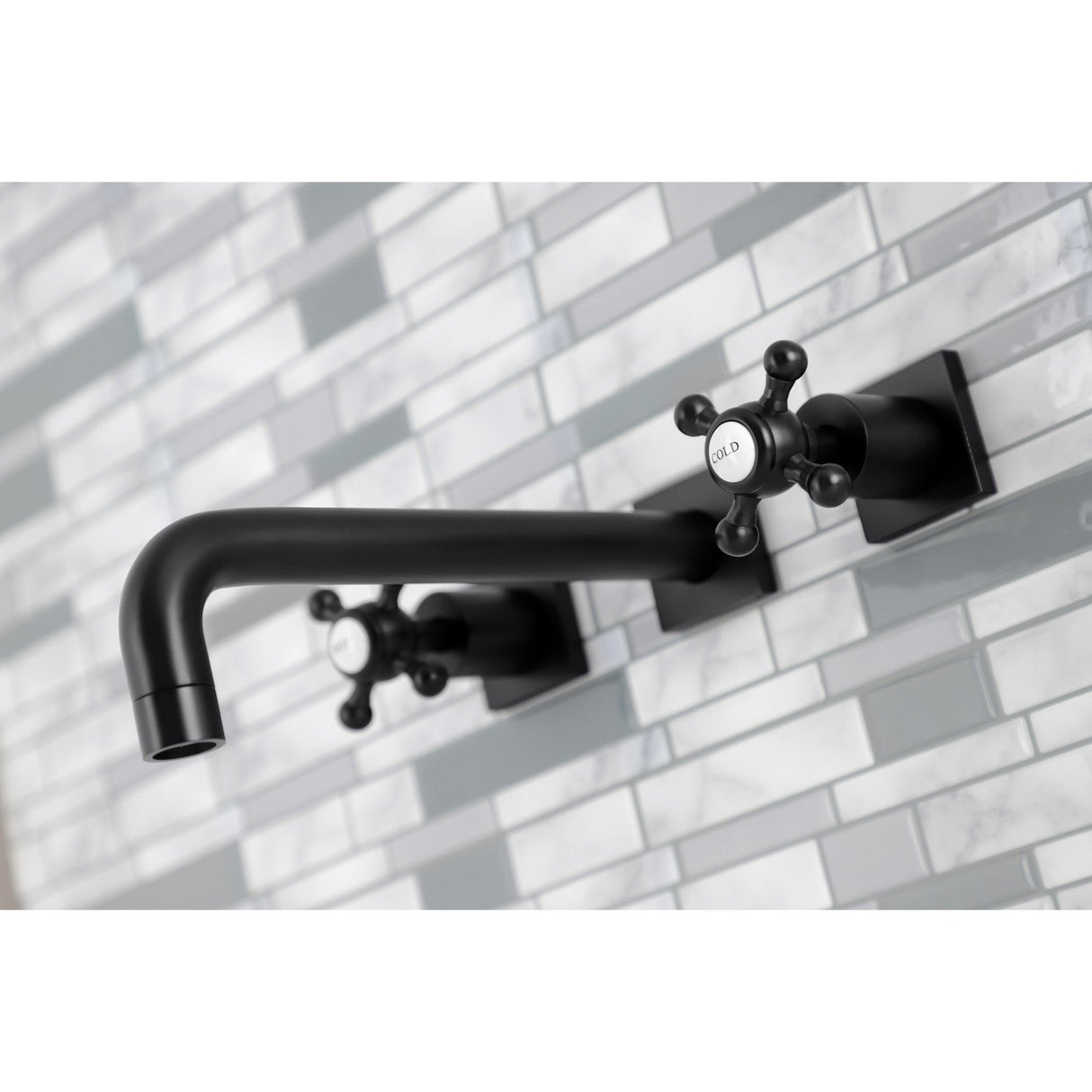 Metropolitan KS6020BX Two-Handle 3-Hole Wall Mount Roman Tub Faucet, Matte Black