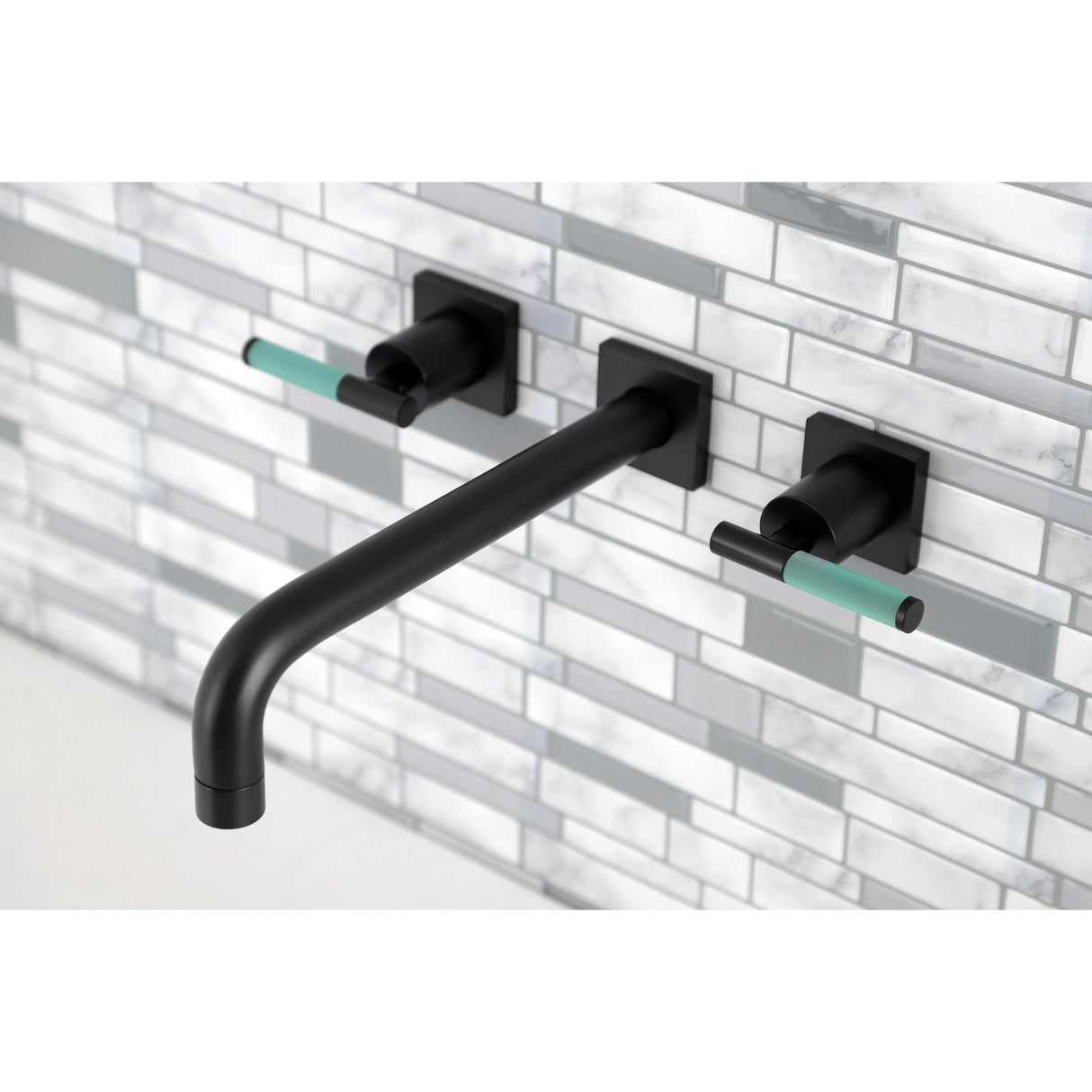 Kaiser KS6020CKL Two-Handle 3-Hole Wall Mount Roman Tub Faucet, Matte Black