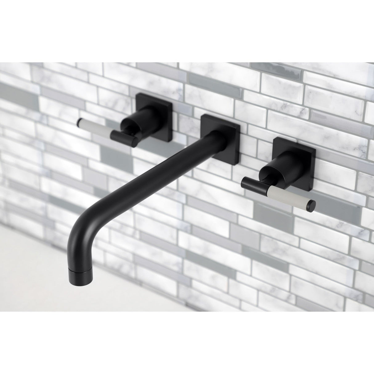 Kaiser KS6020CKL Two-Handle 3-Hole Wall Mount Roman Tub Faucet, Matte Black