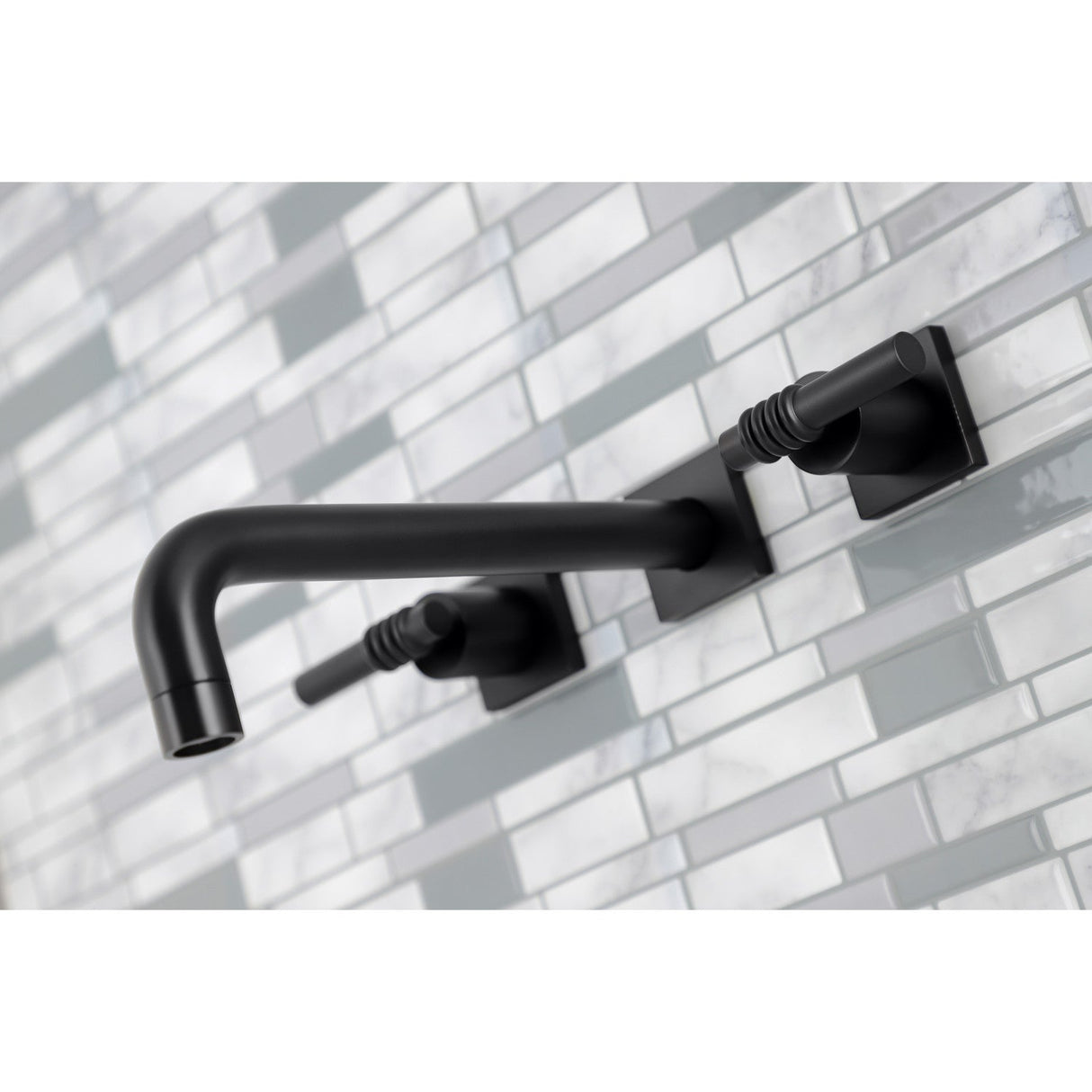Milano KS6020ML Two-Handle 3-Hole Wall Mount Roman Tub Faucet, Matte Black