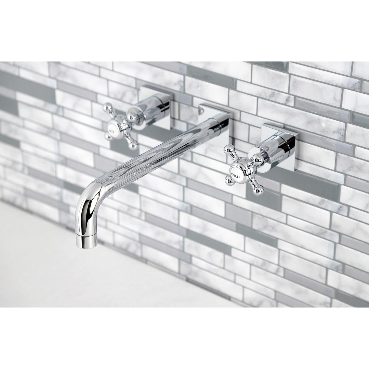 Metropolitan KS6021BX Two-Handle 3-Hole Wall Mount Roman Tub Faucet, Polished Chrome
