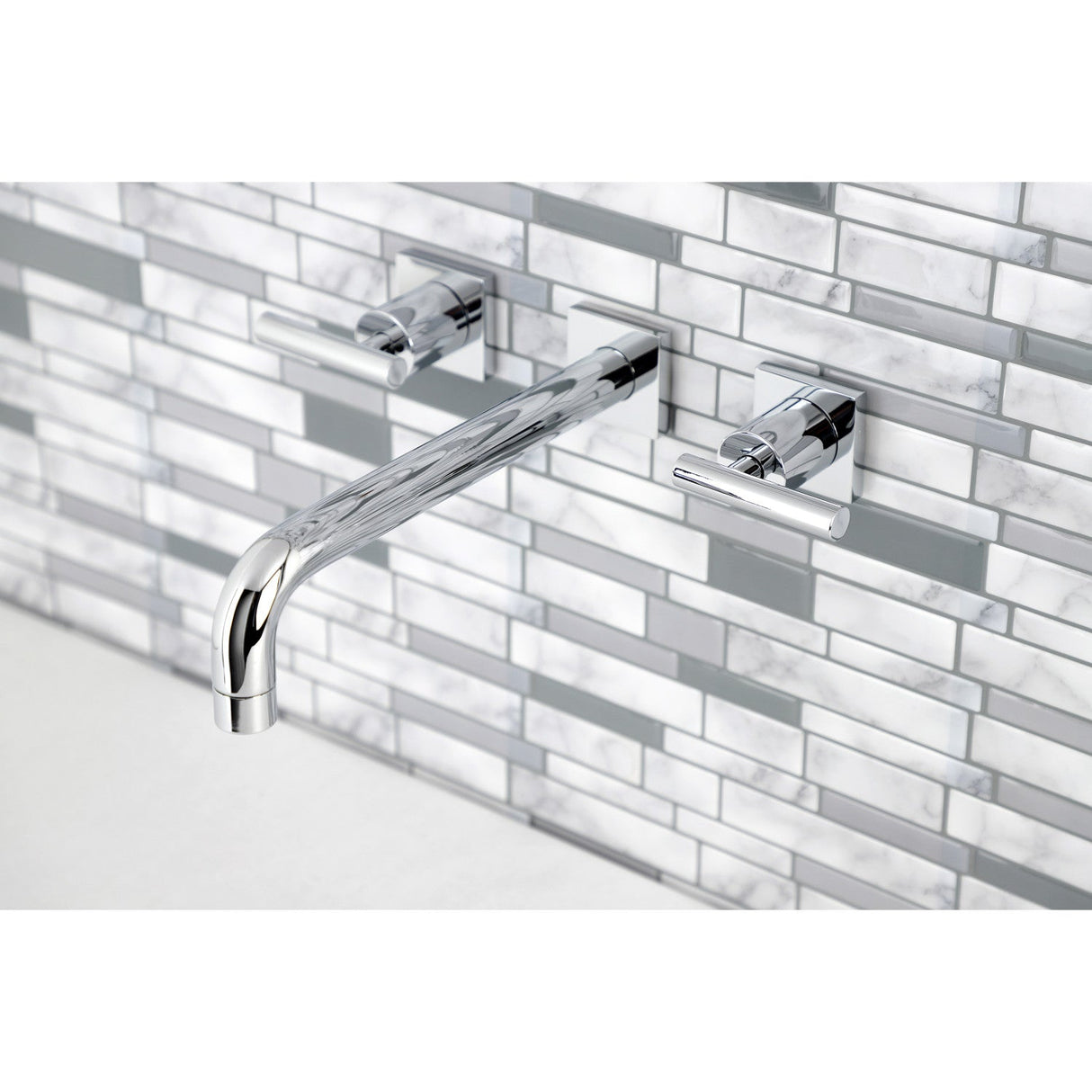 Manhattan KS6021CML Two-Handle 3-Hole Wall Mount Roman Tub Faucet, Polished Chrome