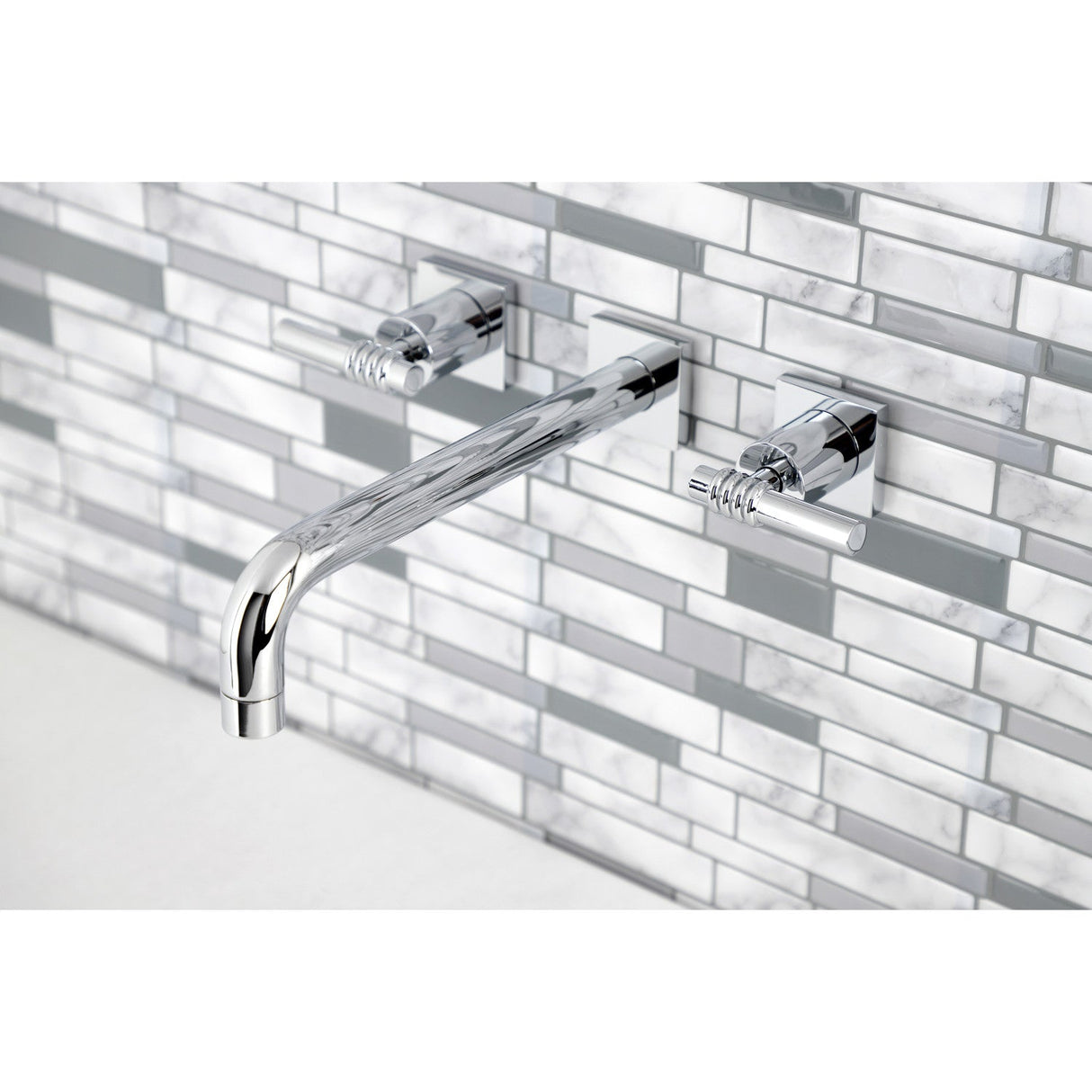 Milano KS6021ML Two-Handle 3-Hole Wall Mount Roman Tub Faucet, Polished Chrome