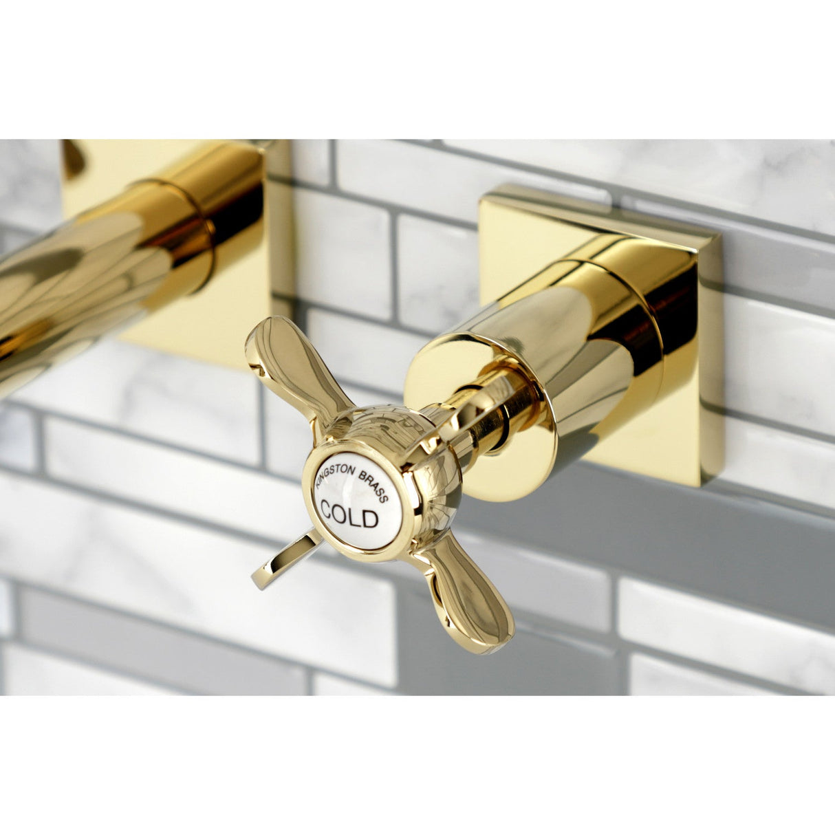 Essex KS6022BEX Two-Handle 3-Hole Wall Mount Roman Tub Faucet, Polished Brass
