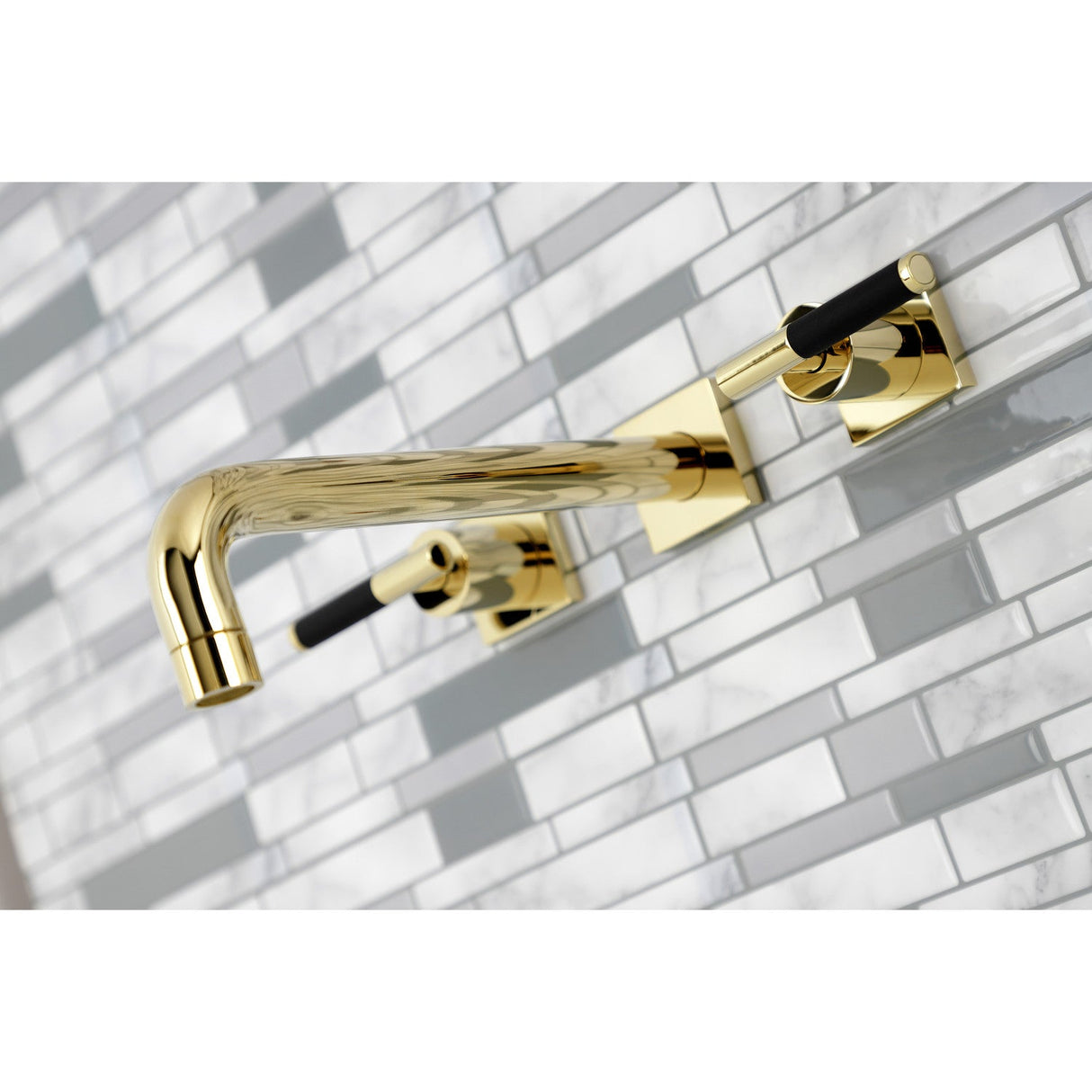 Kaiser KS6022CKL Two-Handle 3-Hole Wall Mount Roman Tub Faucet, Polished Brass