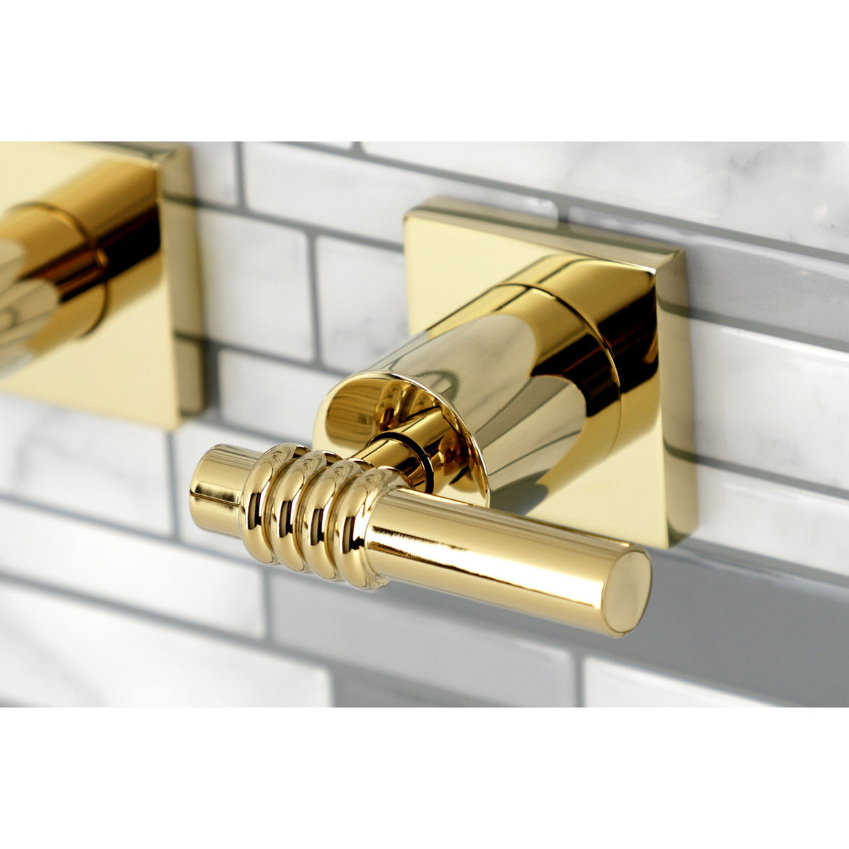 Milano KS6022ML Two-Handle 3-Hole Wall Mount Roman Tub Faucet, Polished Brass