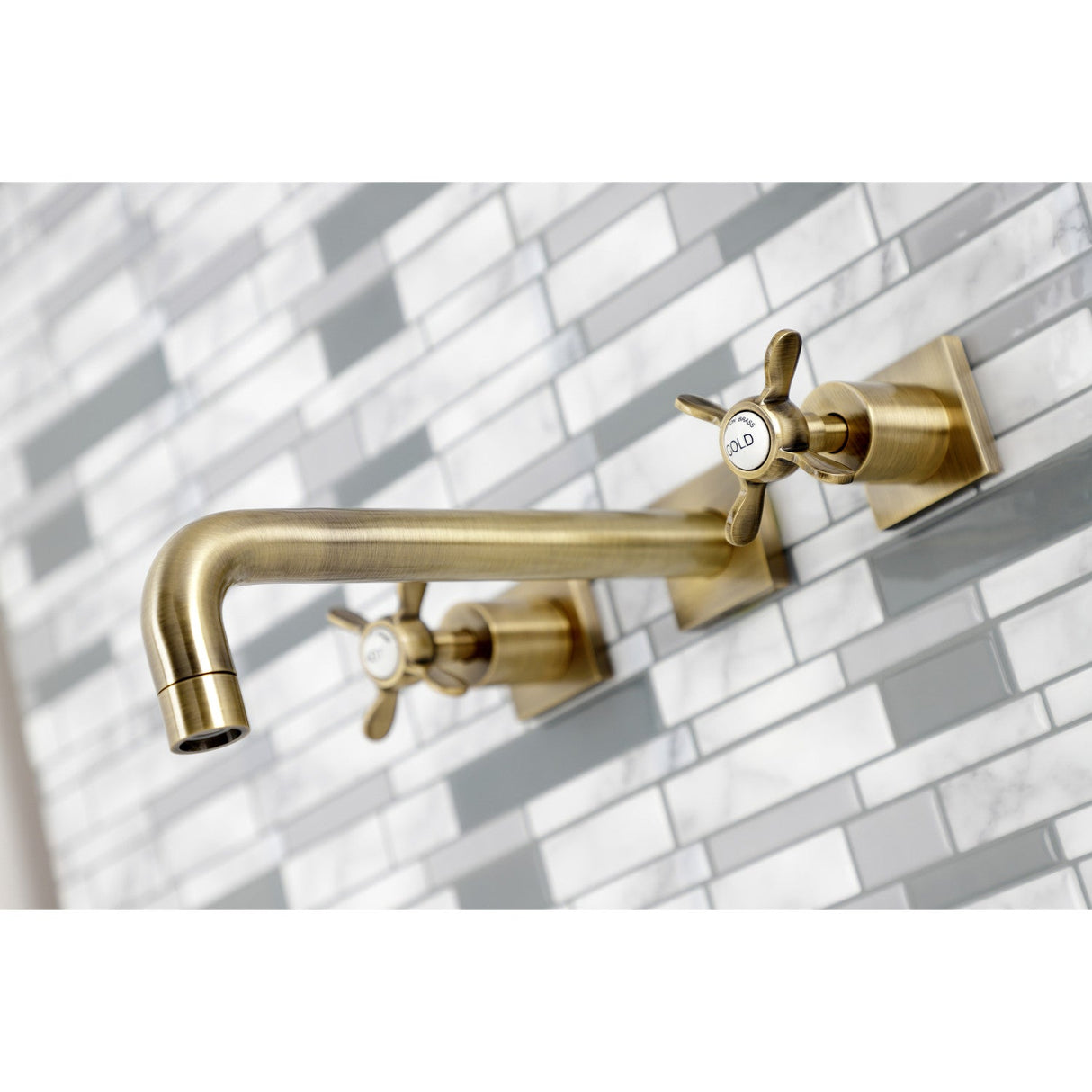 Essex KS6023BEX Two-Handle 3-Hole Wall Mount Roman Tub Faucet, Antique Brass