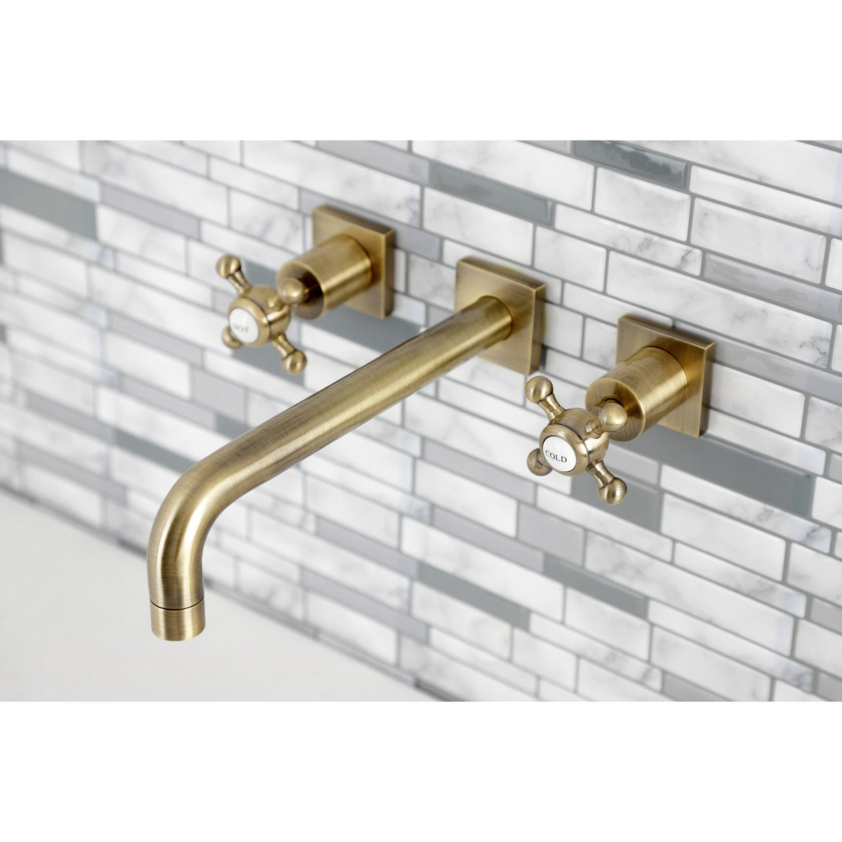 Metropolitan KS6023BX Two-Handle 3-Hole Wall Mount Roman Tub Faucet, Antique Brass