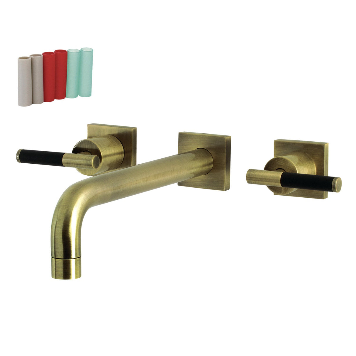 Kaiser KS6023CKL Two-Handle 3-Hole Wall Mount Roman Tub Faucet, Antique Brass