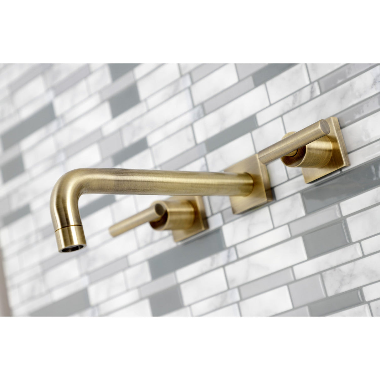 Manhattan KS6023CML Two-Handle 3-Hole Wall Mount Roman Tub Faucet, Antique Brass