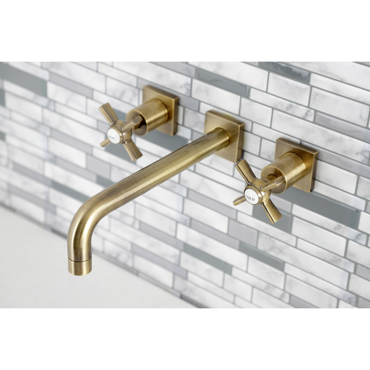 Millennium KS6023ZX Two-Handle 3-Hole Wall Mount Roman Tub Faucet, Antique Brass
