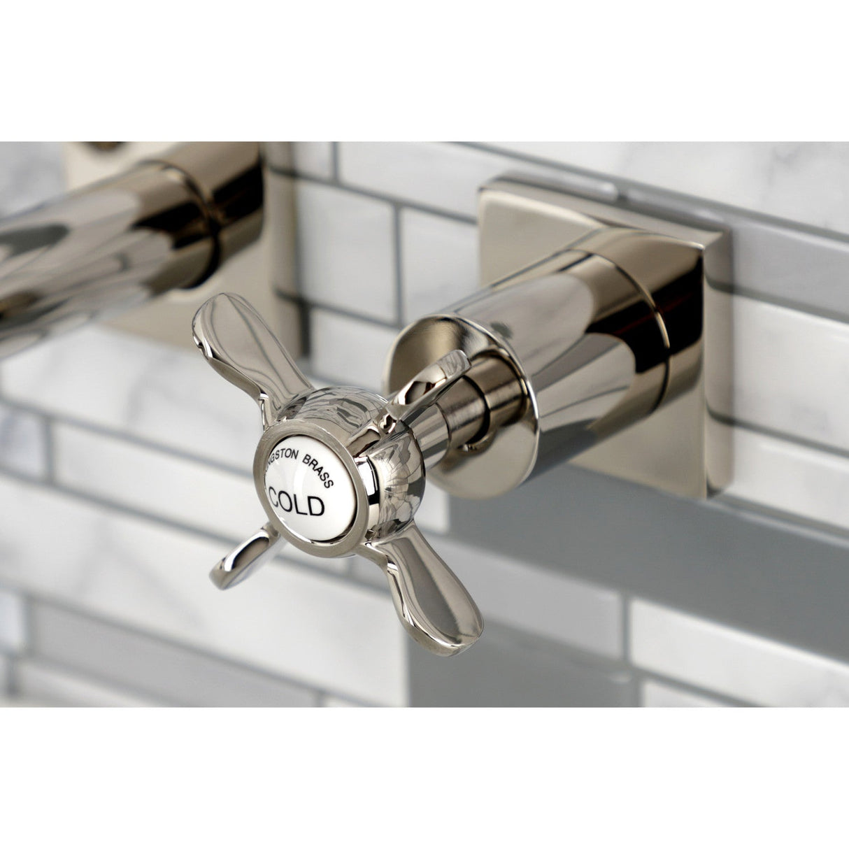 Essex KS6026BEX Two-Handle 3-Hole Wall Mount Roman Tub Faucet, Polished Nickel
