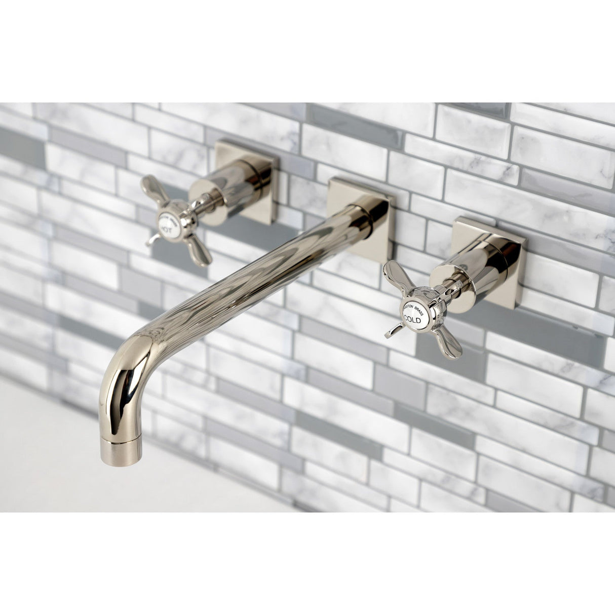 Essex KS6026BEX Two-Handle 3-Hole Wall Mount Roman Tub Faucet, Polished Nickel