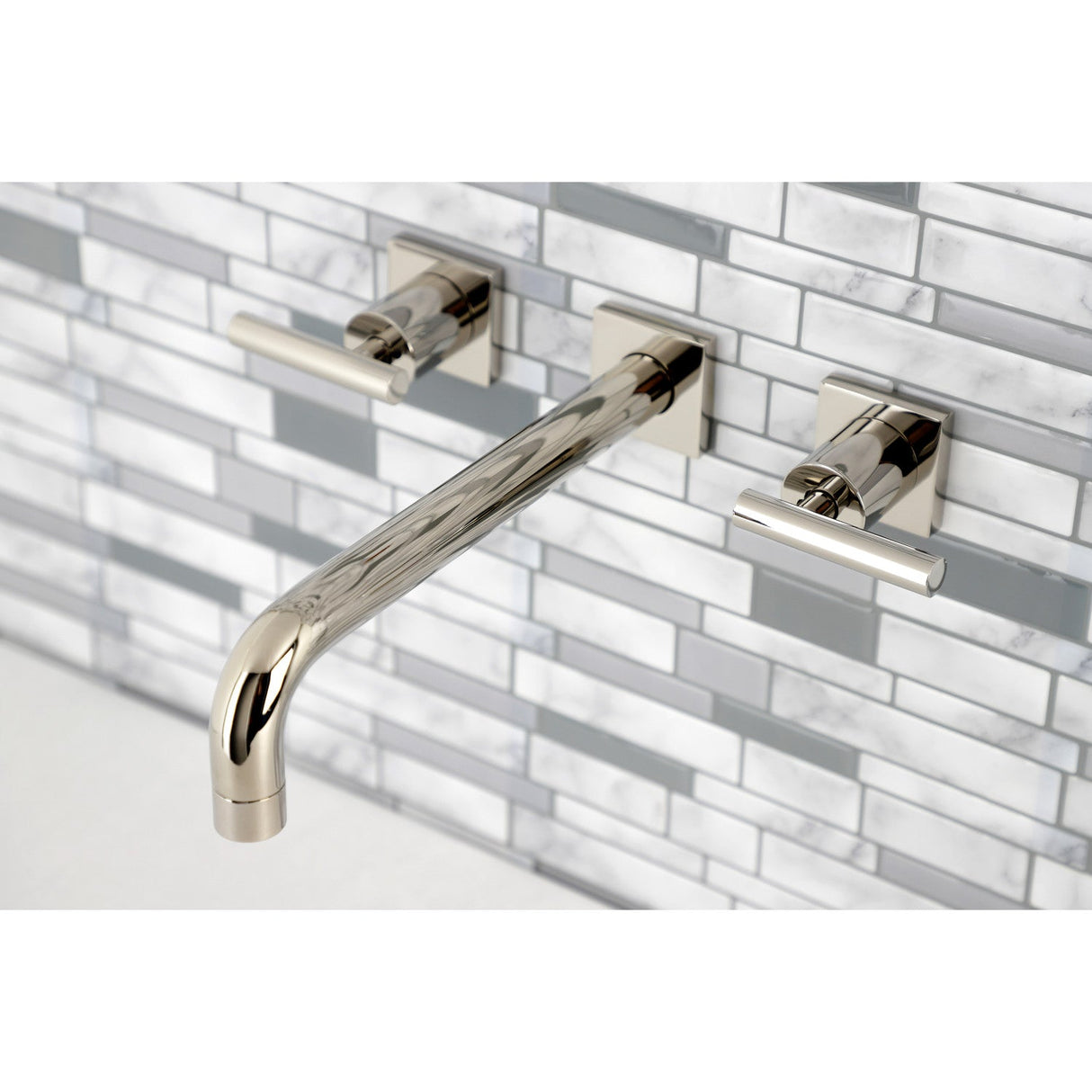 Manhattan KS6026CML Two-Handle 3-Hole Wall Mount Roman Tub Faucet, Polished Nickel