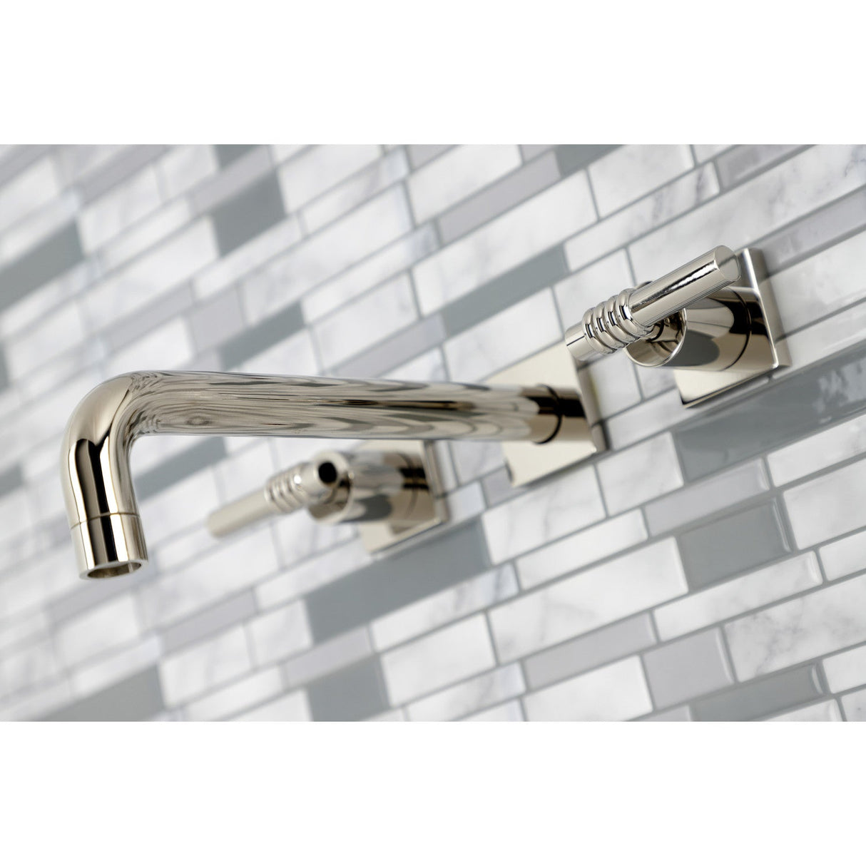 Milano KS6026ML Two-Handle 3-Hole Wall Mount Roman Tub Faucet, Polished Nickel