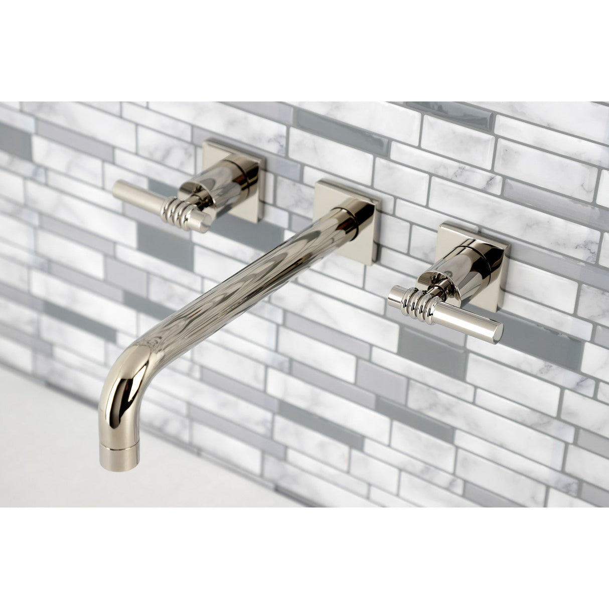 Milano KS6026ML Two-Handle 3-Hole Wall Mount Roman Tub Faucet, Polished Nickel