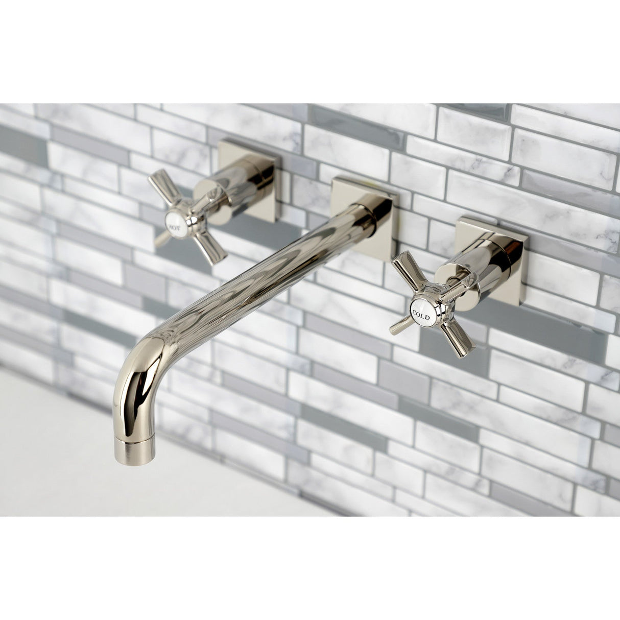 Millennium KS6026ZX Two-Handle 3-Hole Wall Mount Roman Tub Faucet, Polished Nickel