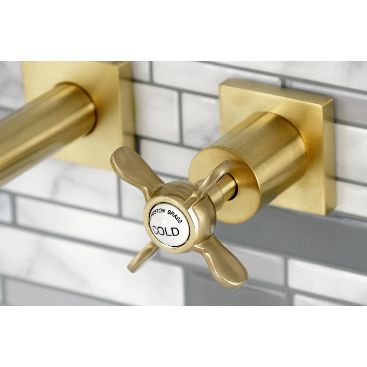 Essex KS6027BEX Two-Handle 3-Hole Wall Mount Roman Tub Faucet, Brushed Brass