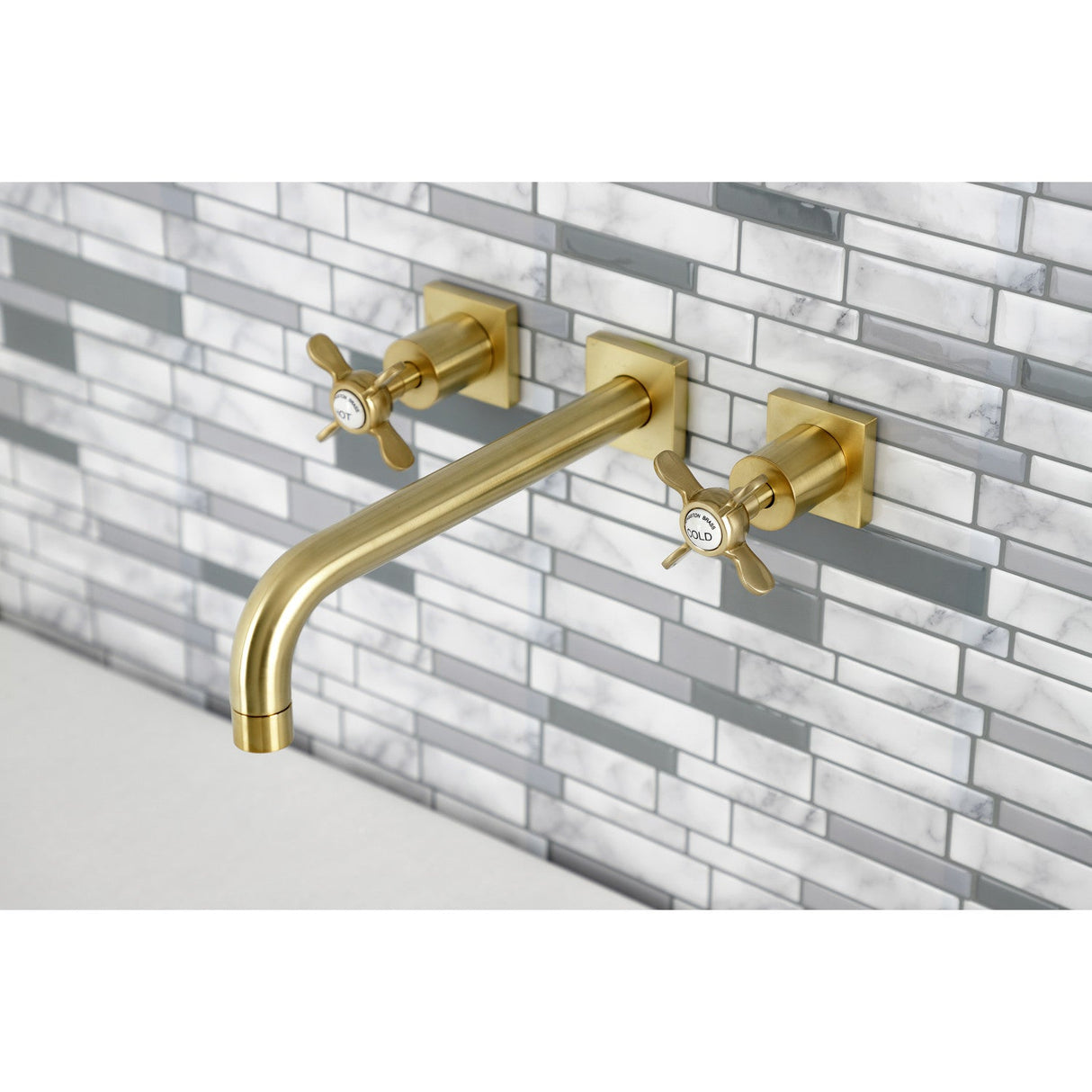 Essex KS6027BEX Two-Handle 3-Hole Wall Mount Roman Tub Faucet, Brushed Brass