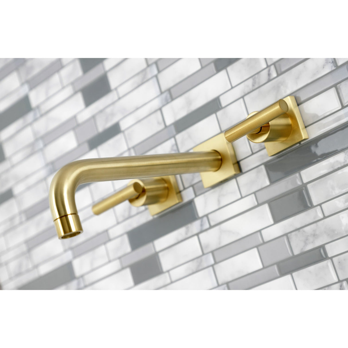 Manhattan KS6027CML Two-Handle 3-Hole Wall Mount Roman Tub Faucet, Brushed Brass