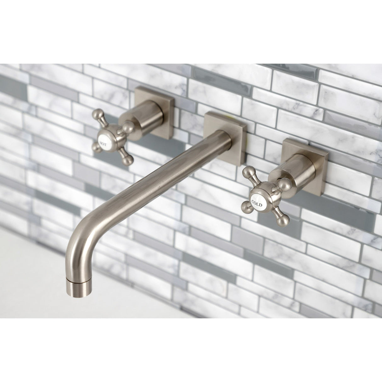 Metropolitan KS6028BX Two-Handle 3-Hole Wall Mount Roman Tub Faucet, Brushed Nickel