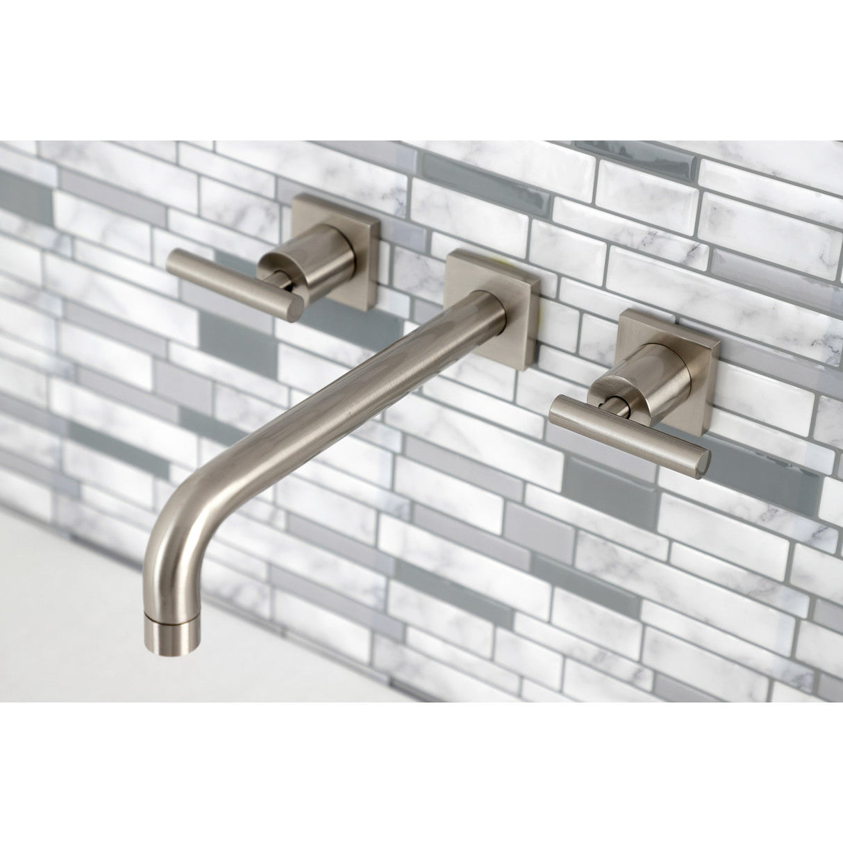 Manhattan KS6028CML Two-Handle 3-Hole Wall Mount Roman Tub Faucet, Brushed Nickel