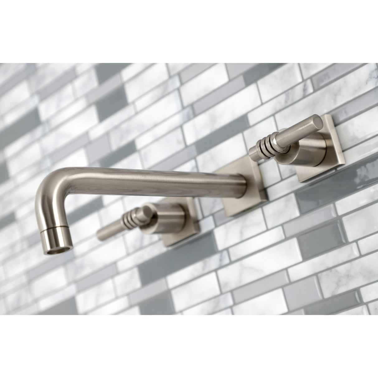 Milano KS6028ML Two-Handle 3-Hole Wall Mount Roman Tub Faucet, Brushed Nickel