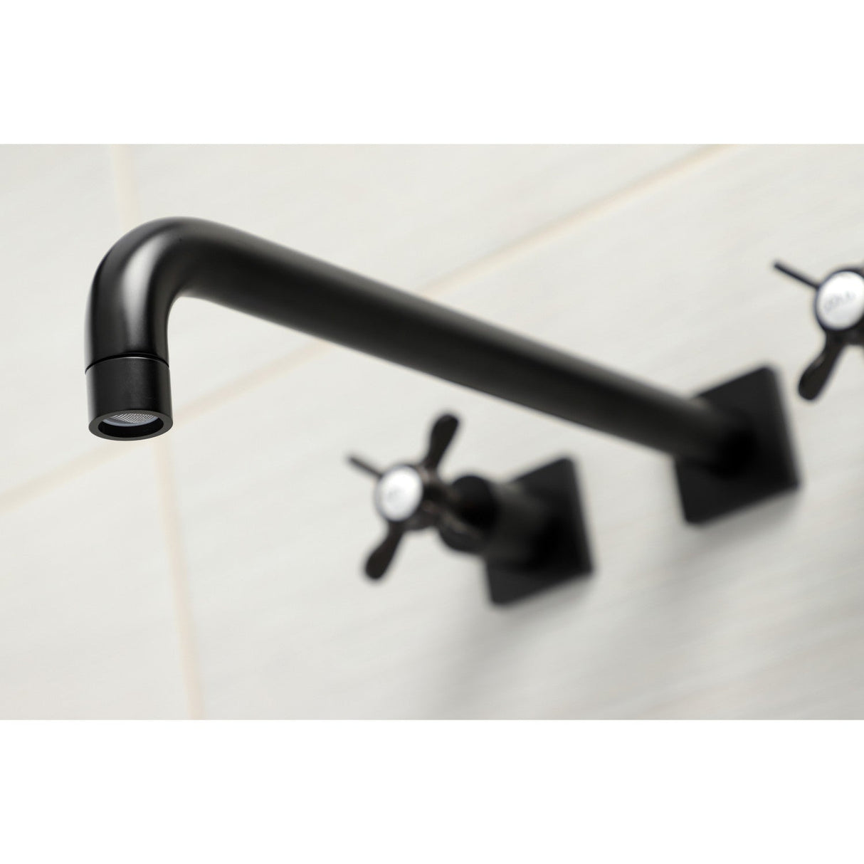 Essex KS6040BEX Two-Handle 3-Hole Wall Mount Roman Tub Faucet, Matte Black