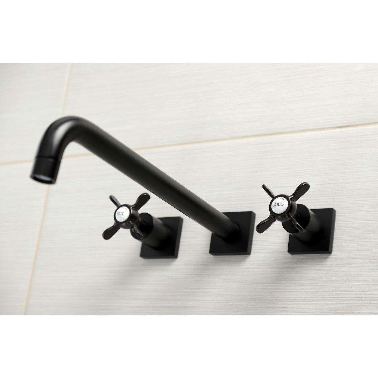 Essex KS6040BEX Two-Handle 3-Hole Wall Mount Roman Tub Faucet, Matte Black