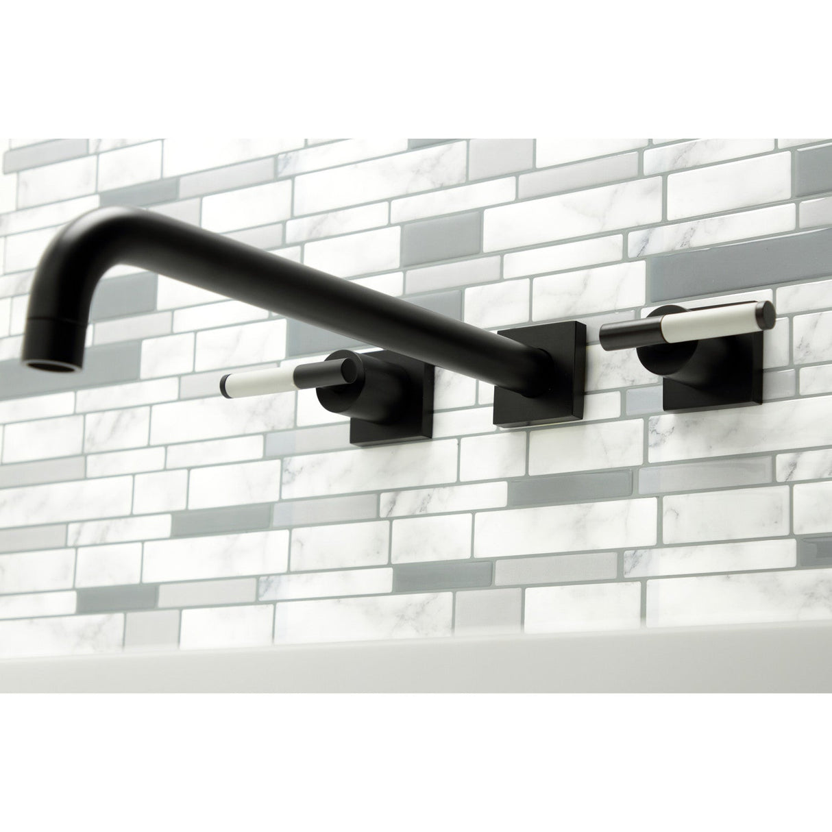 Kaiser KS6040CKL Two-Handle 3-Hole Wall Mount Roman Tub Faucet, Matte Black