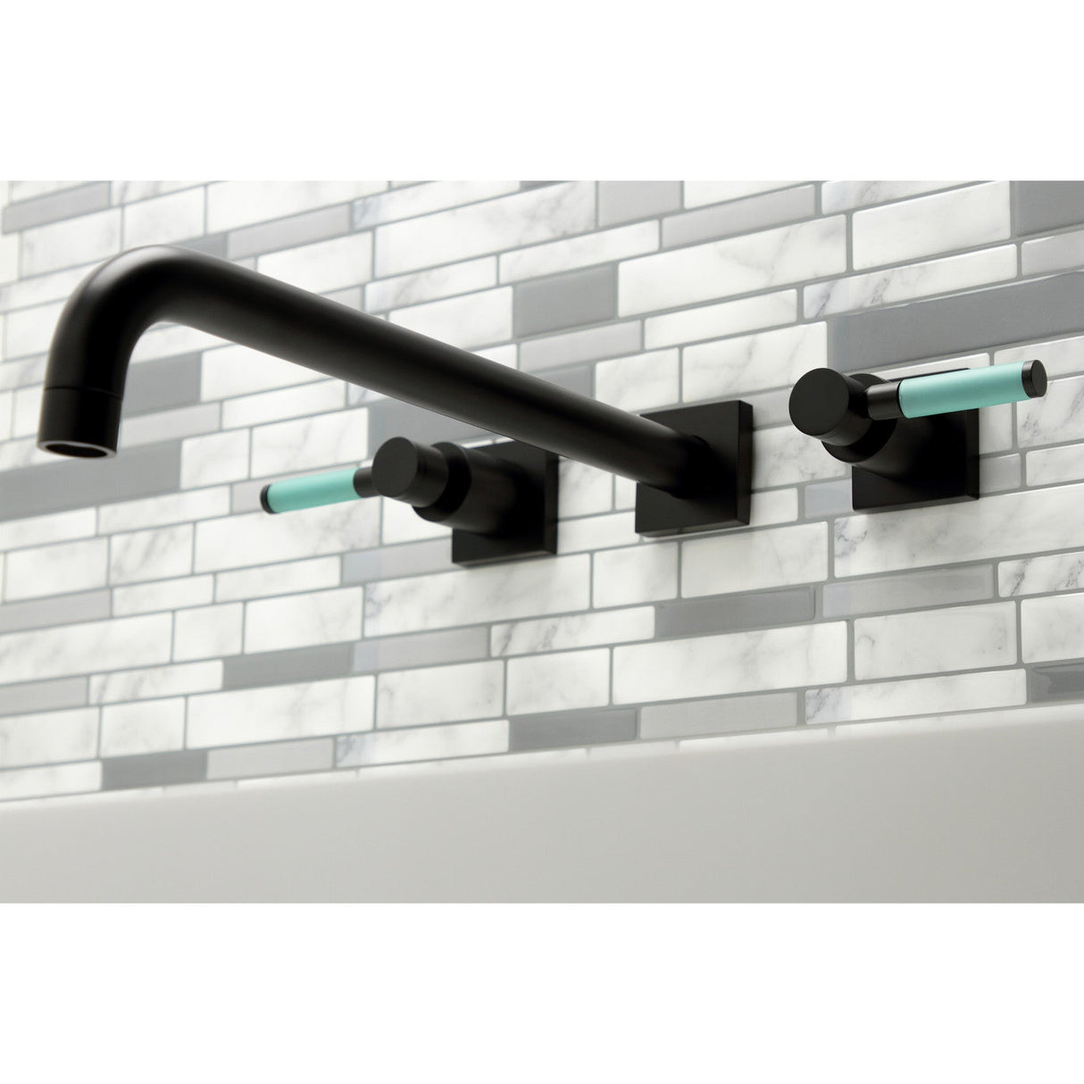 Kaiser KS6040DKL Two-Handle 3-Hole Wall Mount Roman Tub Faucet, Matte Black