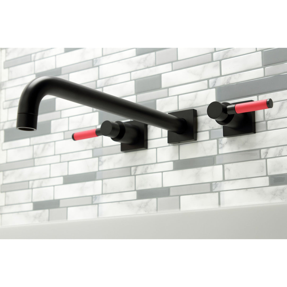 Kaiser KS6040DKL Two-Handle 3-Hole Wall Mount Roman Tub Faucet, Matte Black