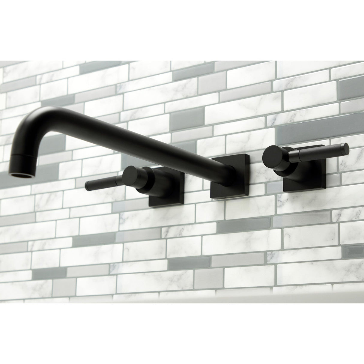 Kaiser KS6040DKL Two-Handle 3-Hole Wall Mount Roman Tub Faucet, Matte Black