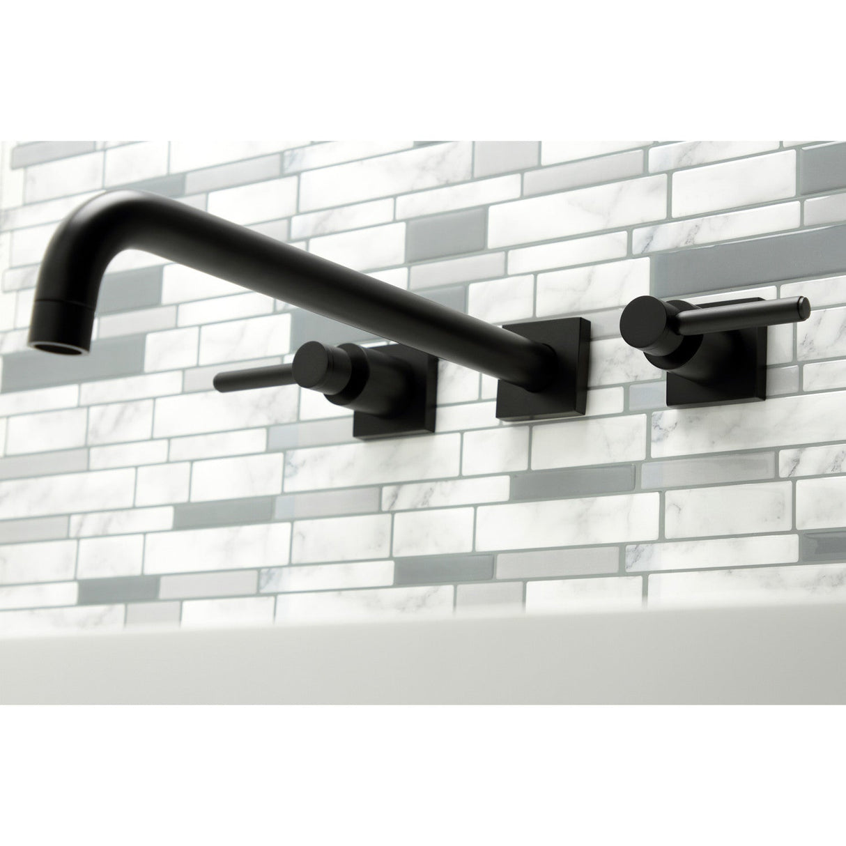 Concord KS6040DL Two-Handle 3-Hole Wall Mount Roman Tub Faucet, Matte Black