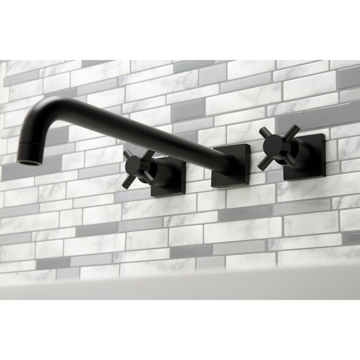Concord KS6040DX Two-Handle 3-Hole Wall Mount Roman Tub Faucet, Matte Black