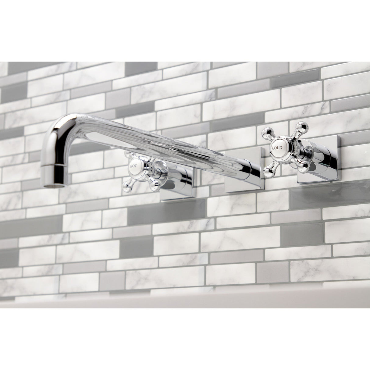 Metropolitan KS6041BX Two-Handle 3-Hole Wall Mount Roman Tub Faucet, Polished Chrome