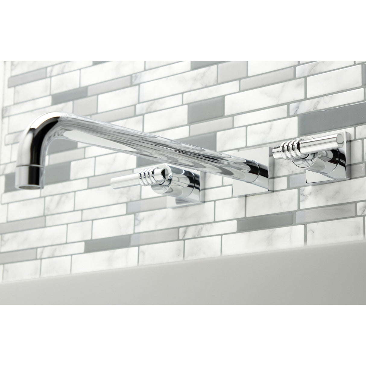 Milano KS6041ML Two-Handle 3-Hole Wall Mount Roman Tub Faucet, Polished Chrome
